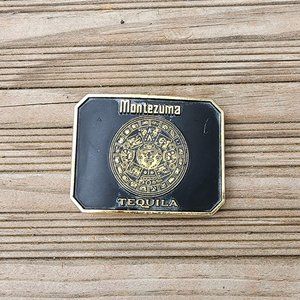 Vintage Montezuma Tequila Belt Buckle 100% Metal